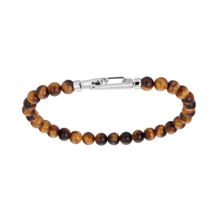 Bracelet en perles d’œil-de-tigre avec fermoir mousqueton en acier inoxydable