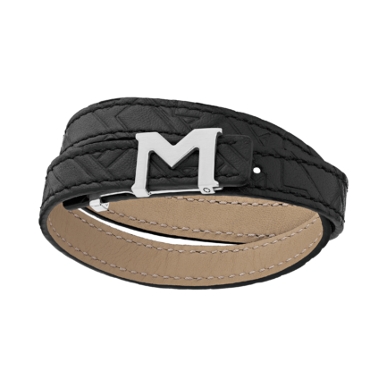Bracelet Montblanc M logo avec cordon noir embossé