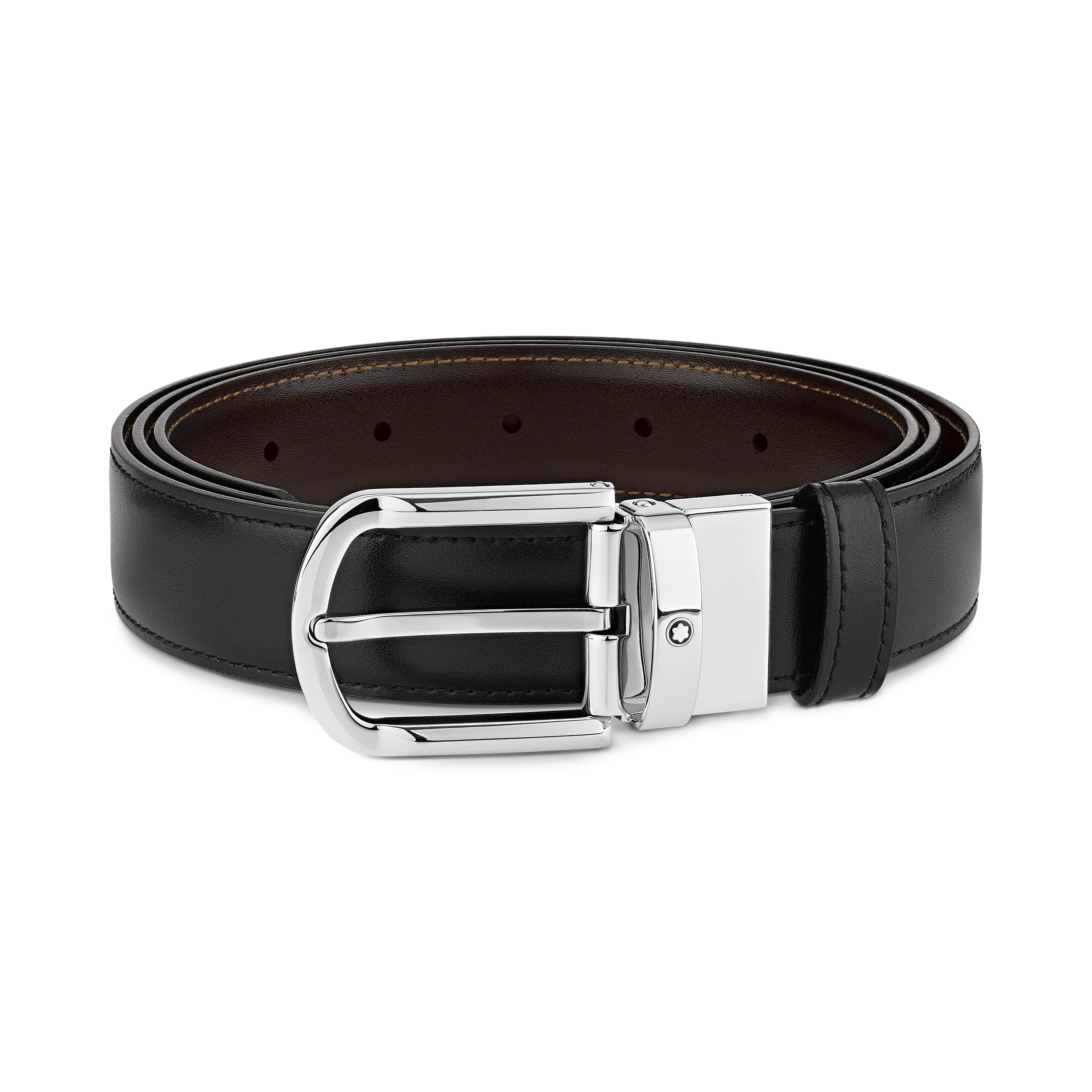 CEINTURE BOUCLE FER A CHEVAL ACIER REVERSIBLE NOIR ET MARRON 30MM