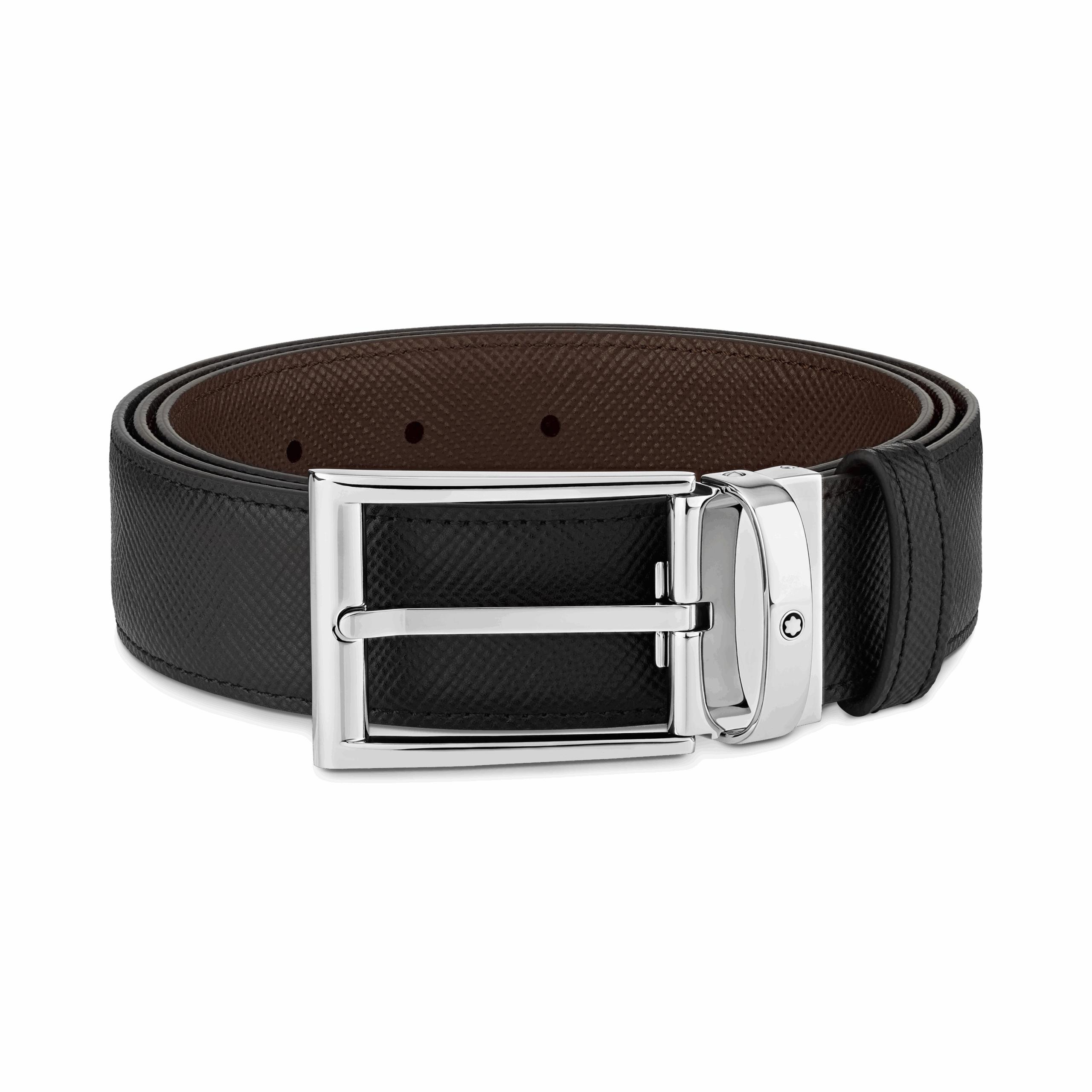 Ceinture réversible 35 mm boucle trapèze (noir/marron)