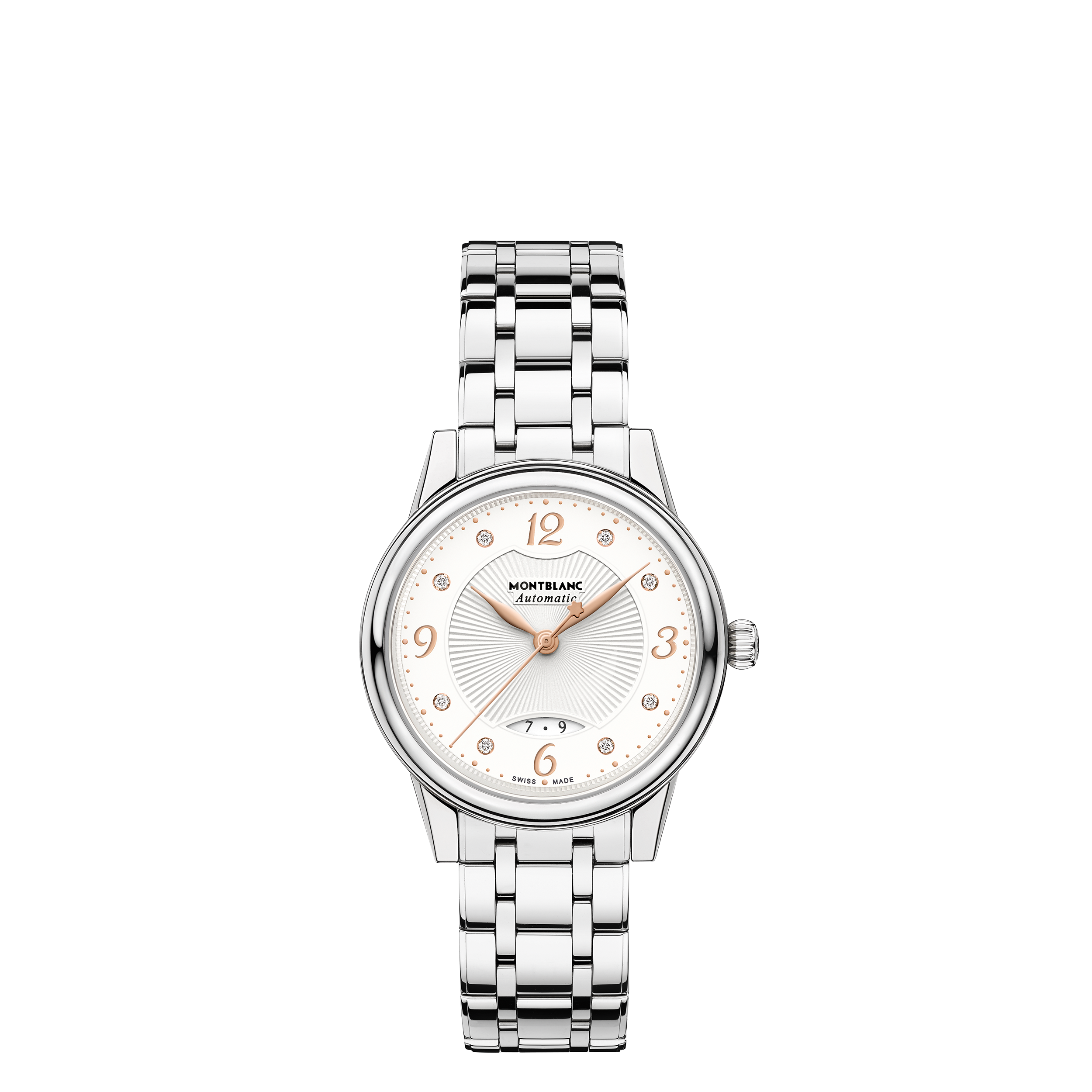 MONTRE MONTBLANC BOHEME BOITIER ACIER 30MM AUTOMATIQUE CADRAN BLANC CALIBRE 4810 / 407 RDM 38H INDE