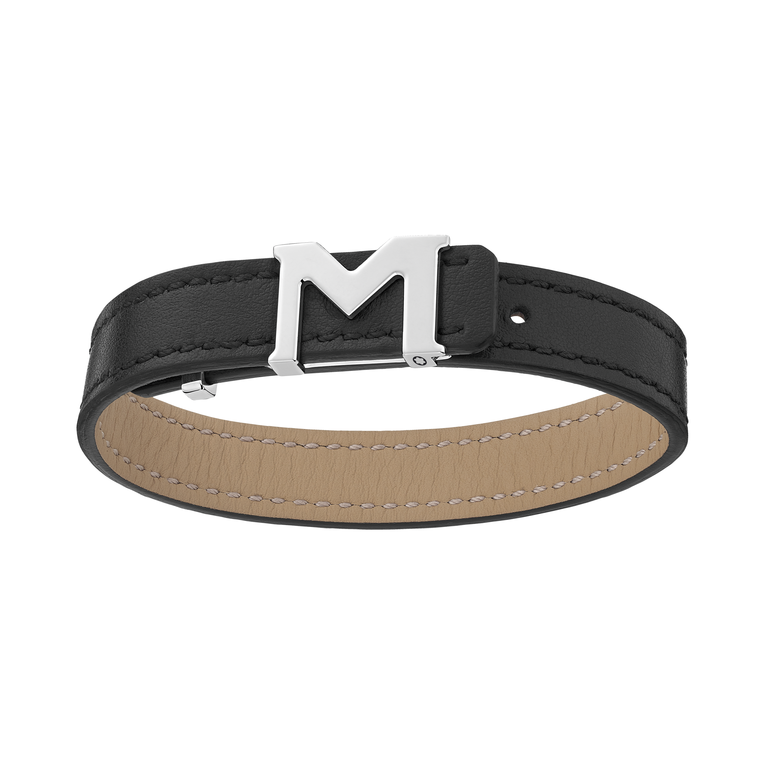 BRACELET HOMME M_GRAM 4810 NOIR BOUCLE ACIER GRIS