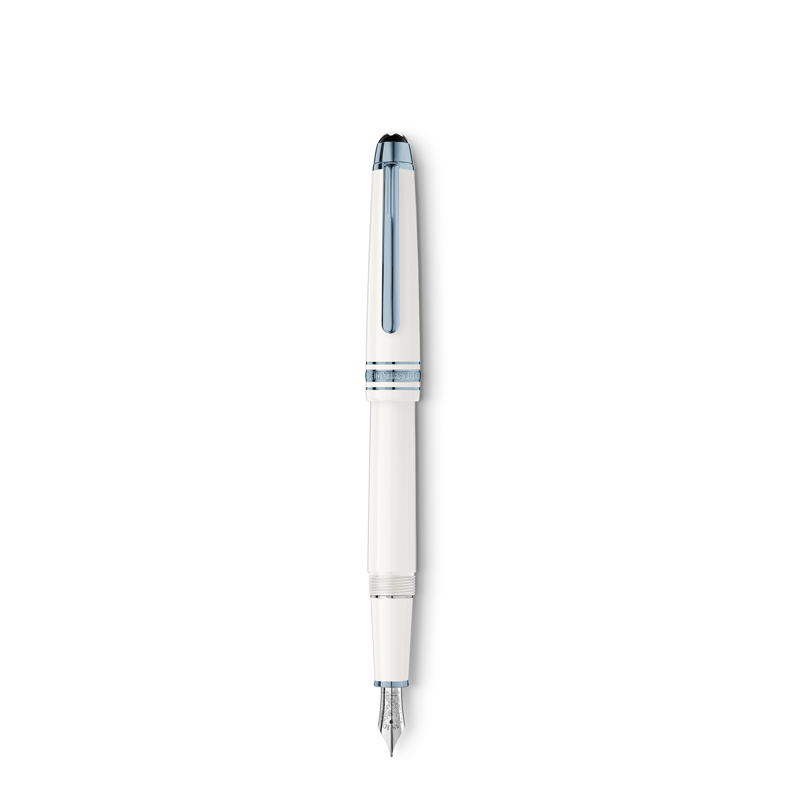 STYLO PLUME F OR 14K MEISTERSTUCK GLACIER RESINE PRECIEUSE BLANCHE FINITION BLEUE