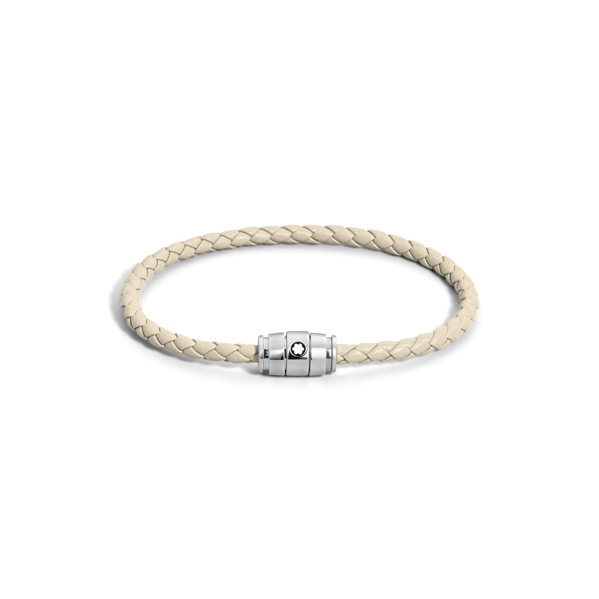 Bracelet acier 3 anneaux en cuir beige cloudy T68