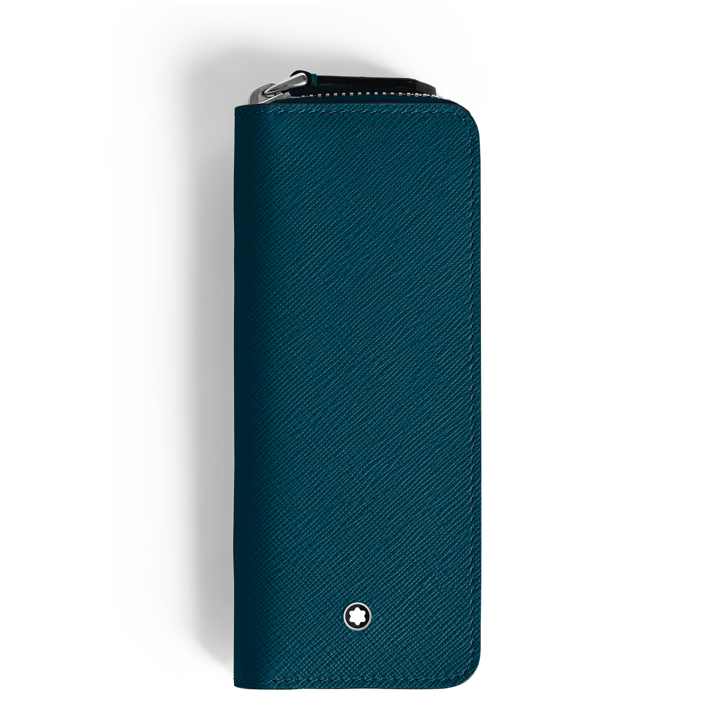 ETUI 2 STYLOS SARTORIAL AVEC ZIP CUIR CYPRUS BLUE