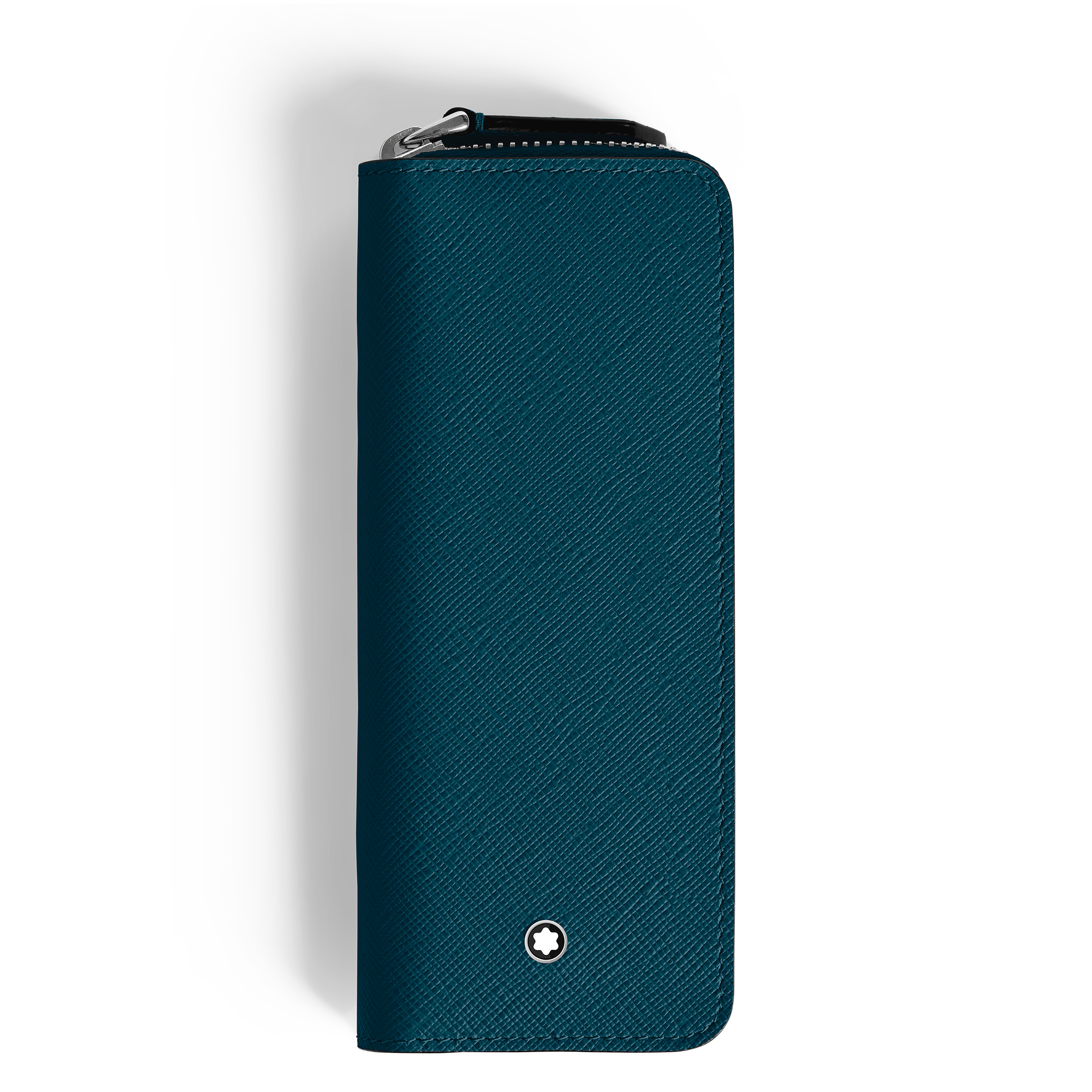ETUI 2 STYLOS SARTORIAL AVEC ZIP CUIR CYPRUS BLUE