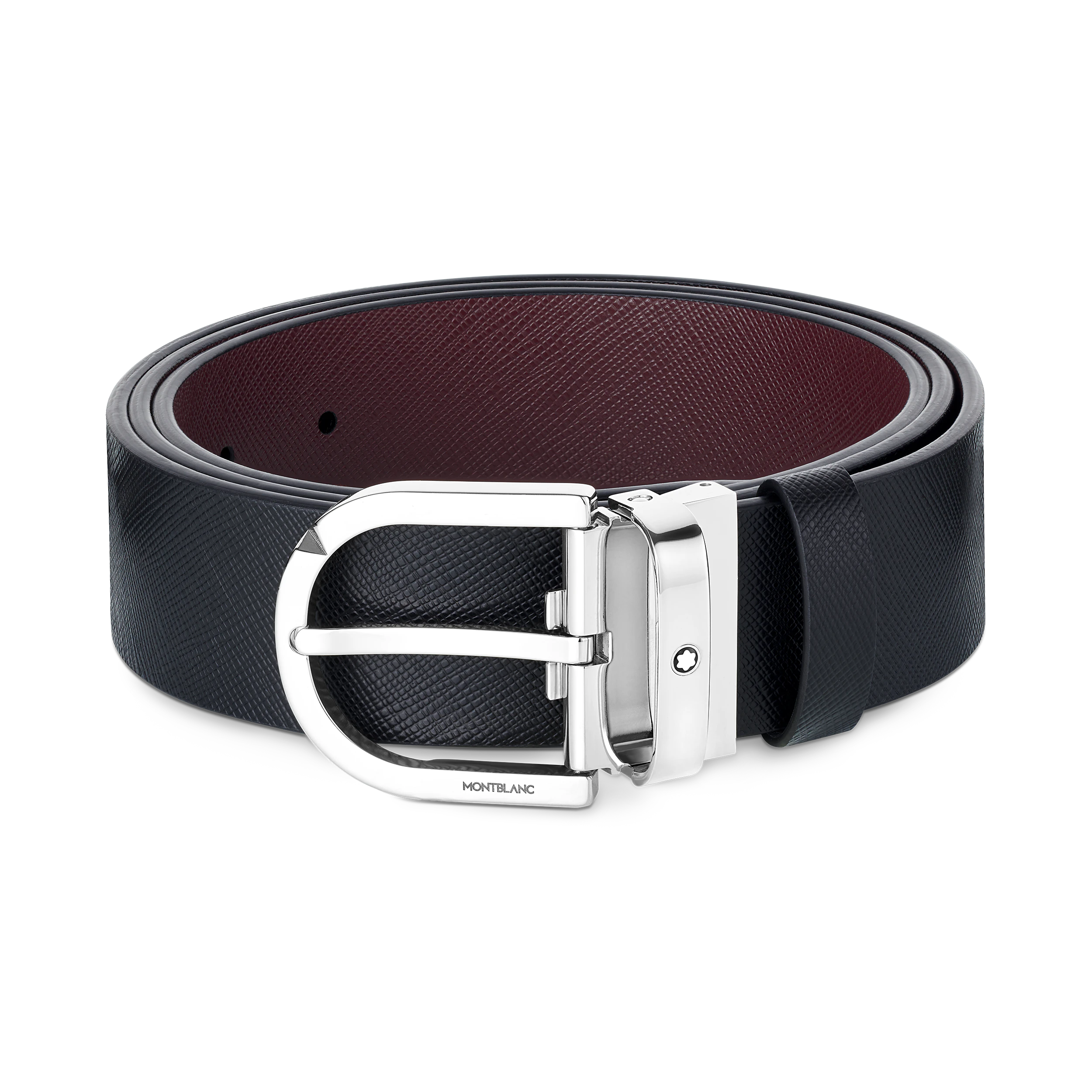 CEINTURE BOUCLE FER A CHEVAL ACIER CUIR SARTORIAL NOIR ET MOSTO 35 MM