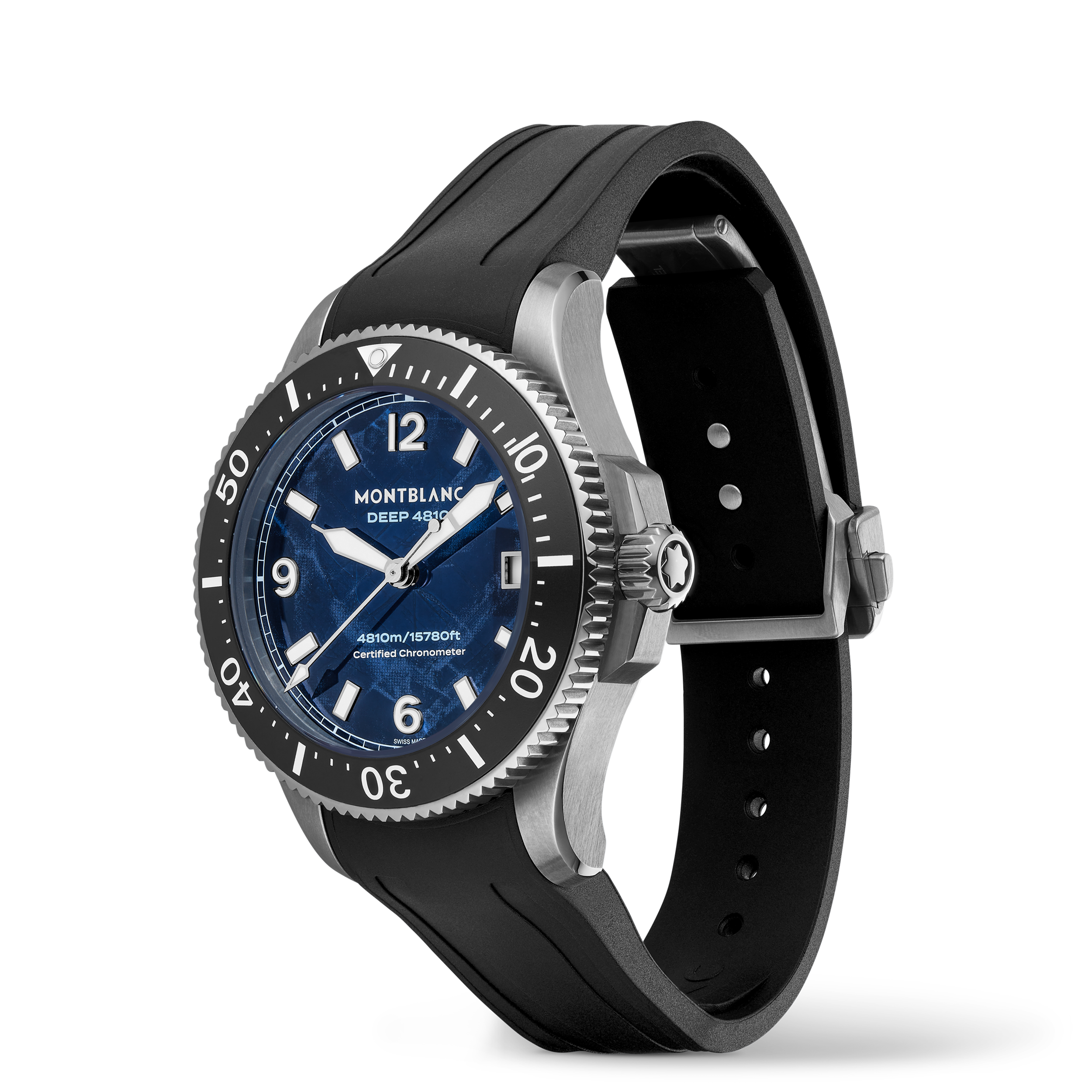 MONTRE 1858  ICED SEA  0 O2  DEEP 4810  43 MM BOITIER TITANE CADRAN BLEU BRACELET CAOUTCHOUC