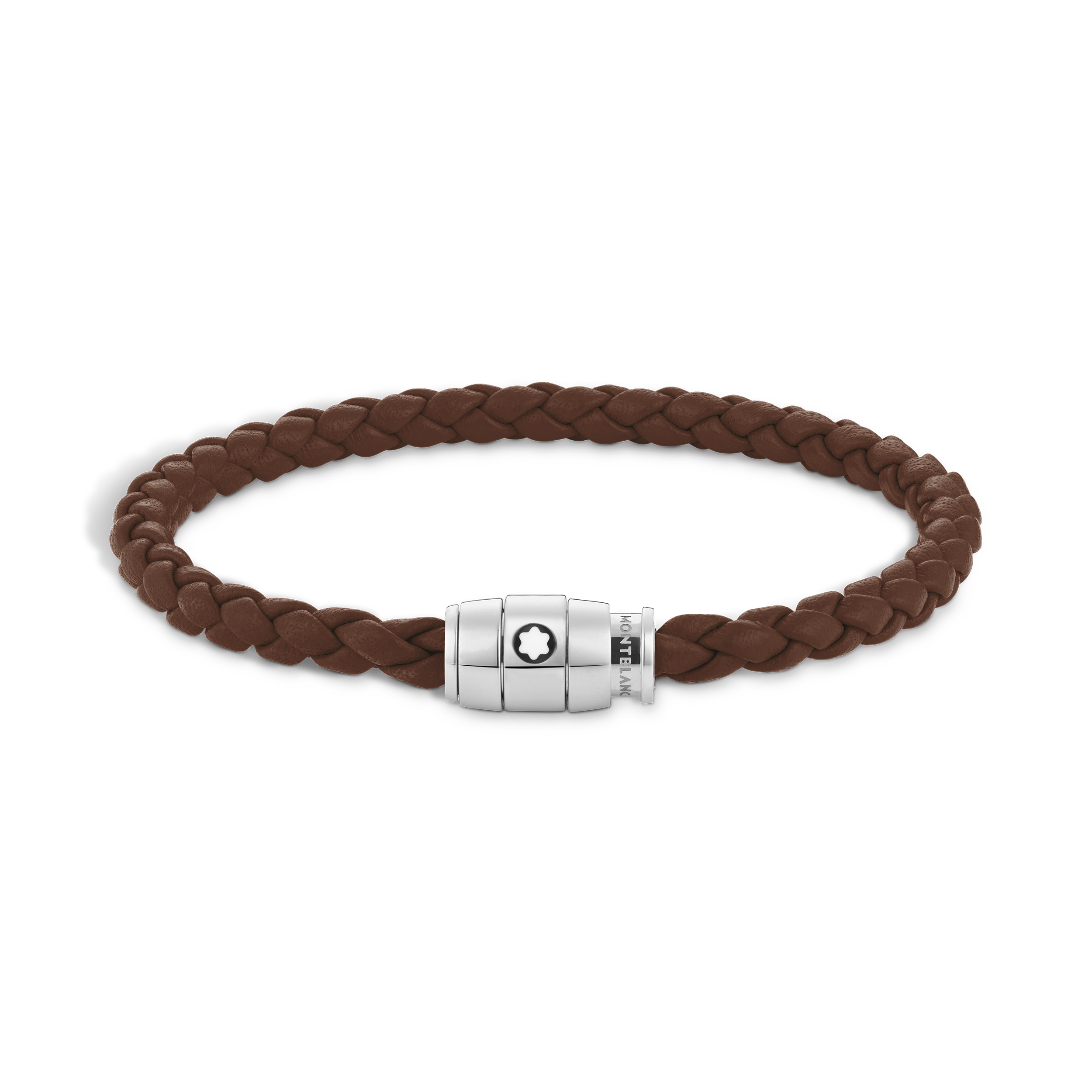 Bracelet acier 3 anneaux Collection Meisterstück en cuir Marron Taille 60