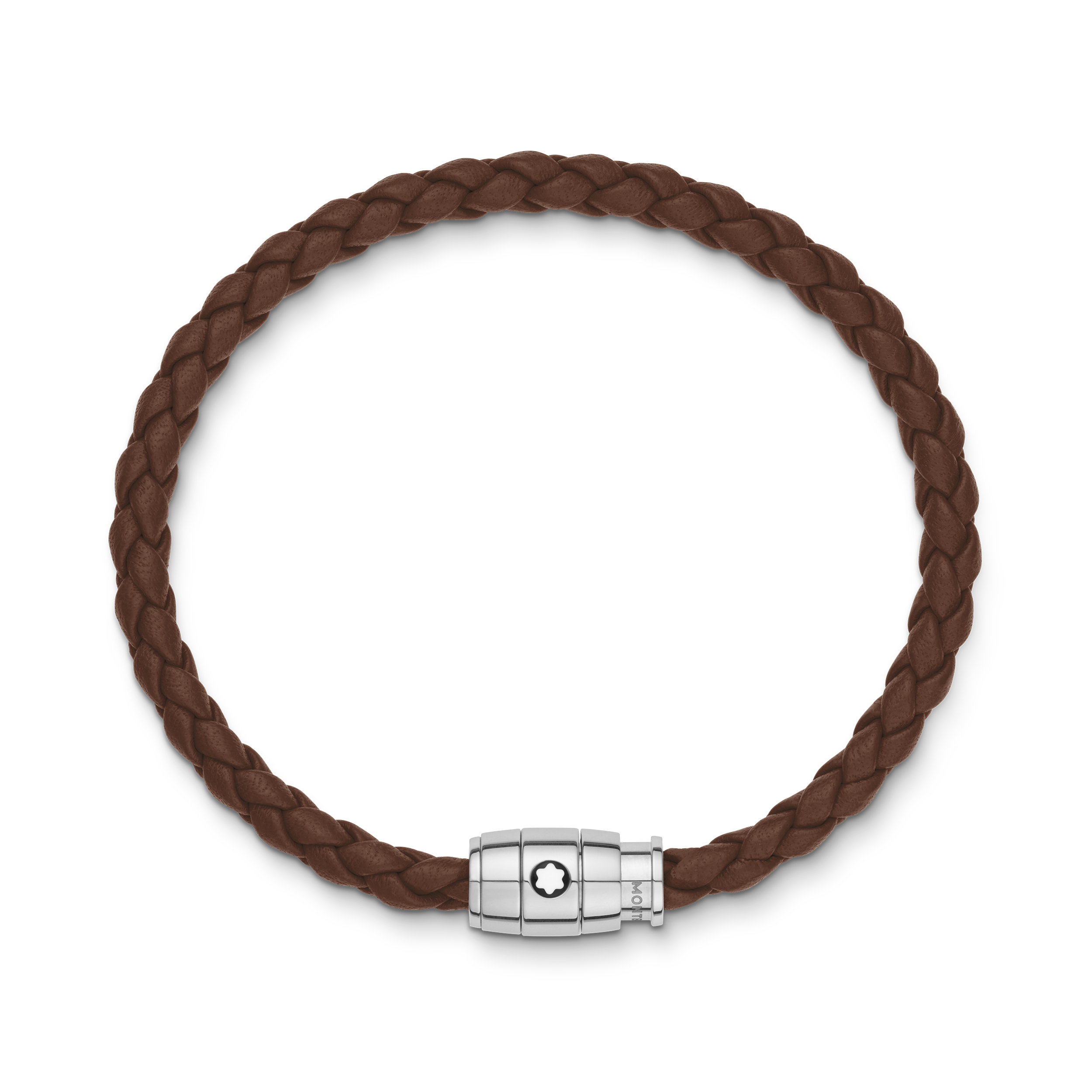 Bracelet acier 3 anneaux Collection Meisterstück en cuir marron Taille 63