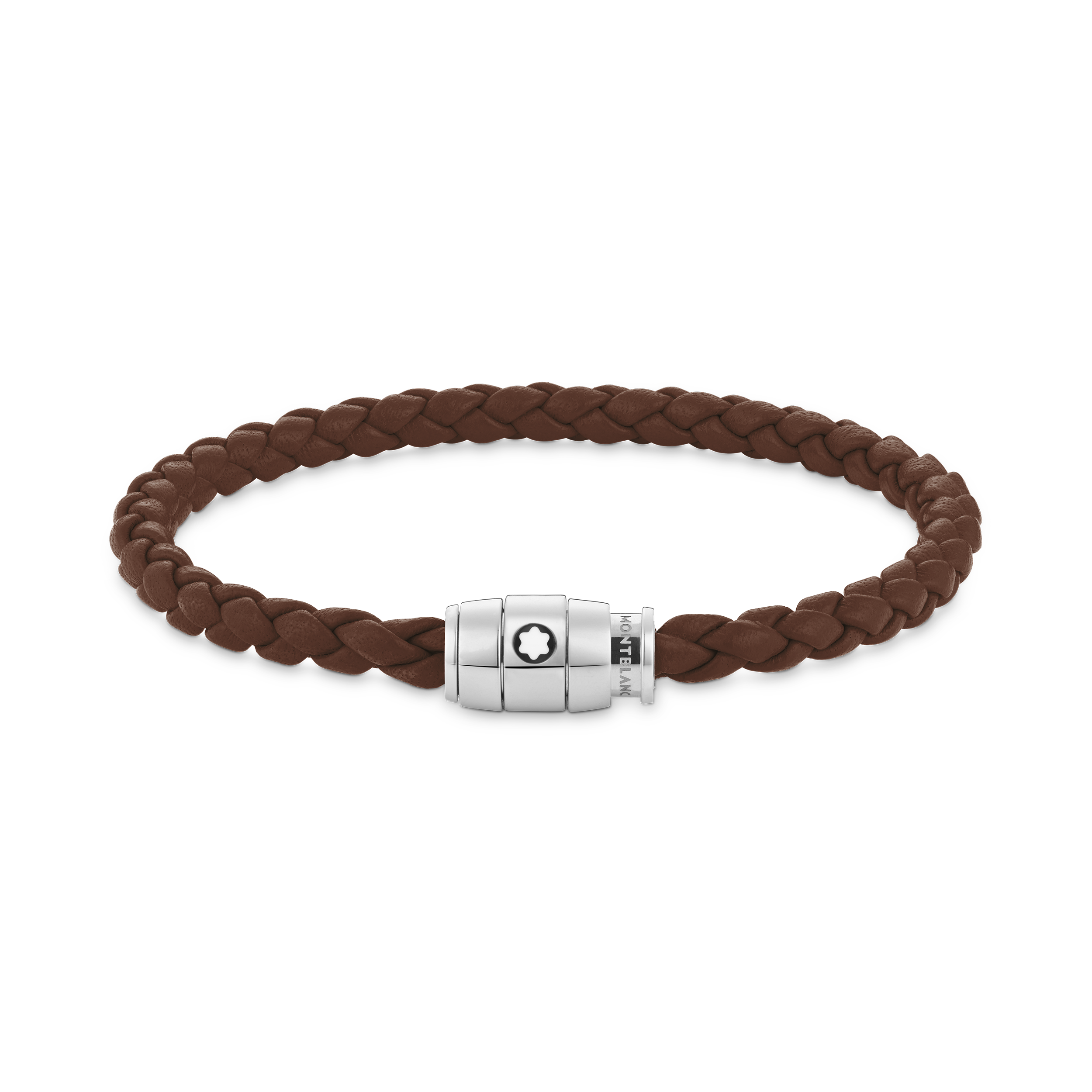 Bracelet acier 3 anneaux Collection Meisterstück en cuir Marron Taille 68