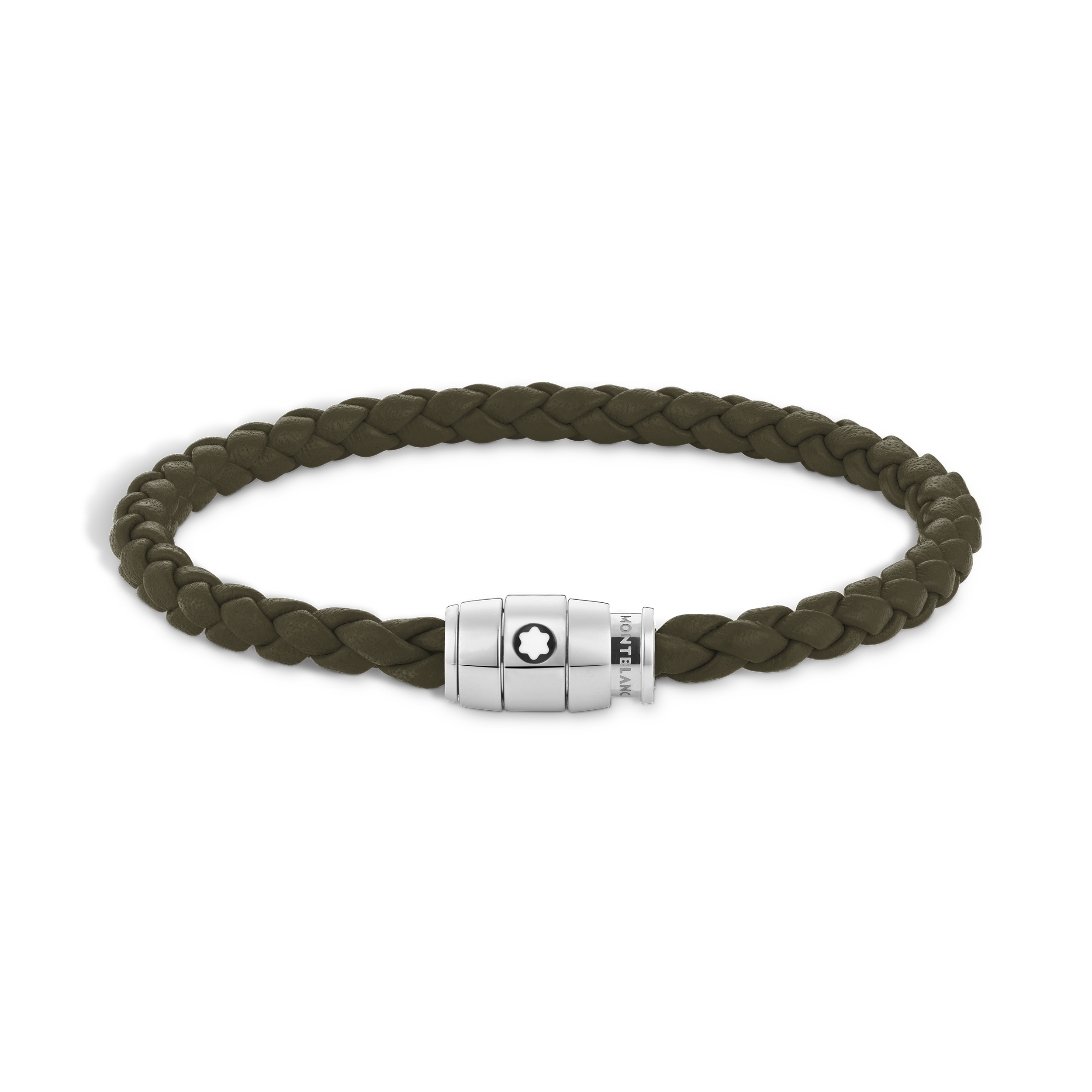 Bracelet acier 3 anneaux Collection Meisterstück en cuir Khaki Taille 60