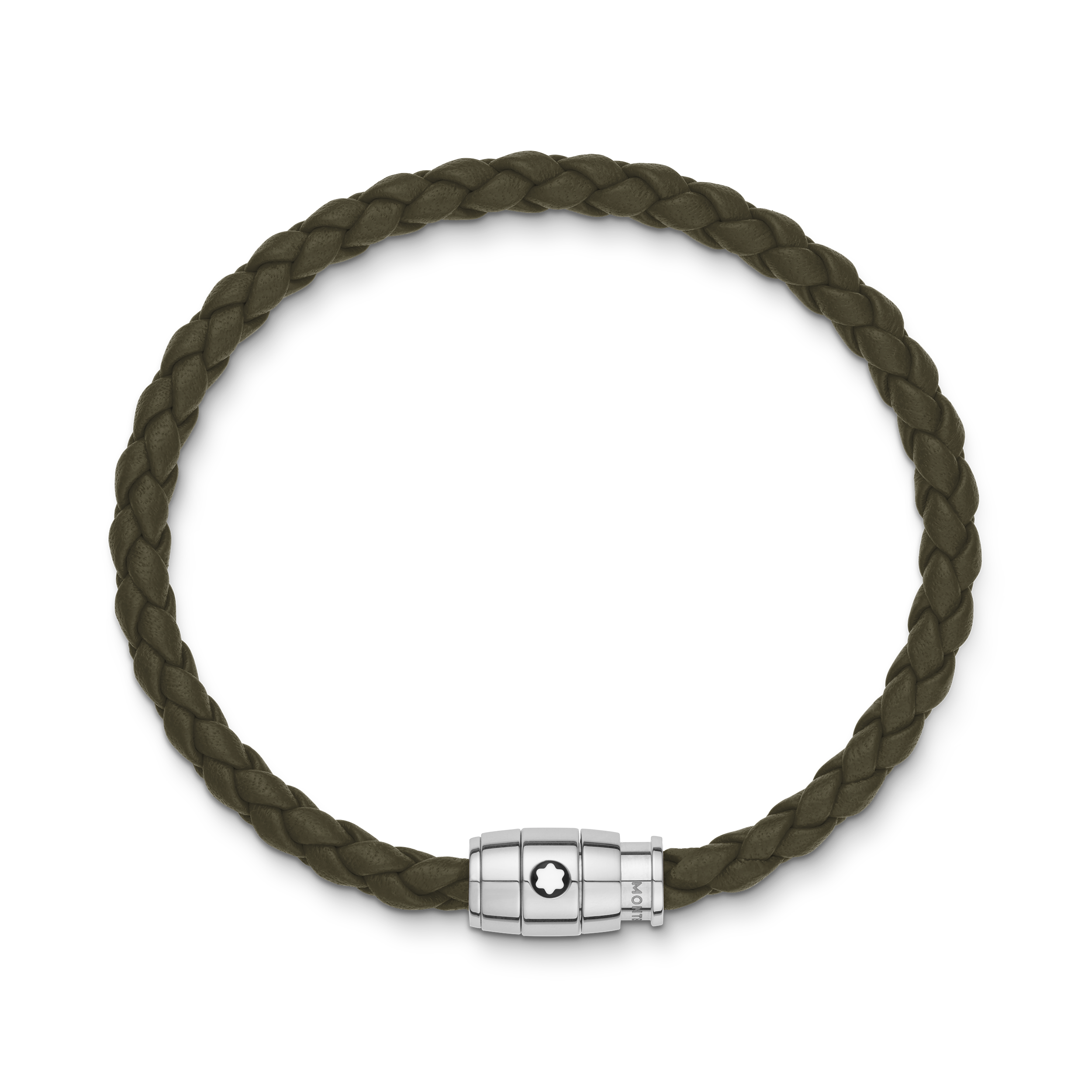 Bracelet acier 3 anneaux Collection Meisterstück en cuir khaki Taille 63