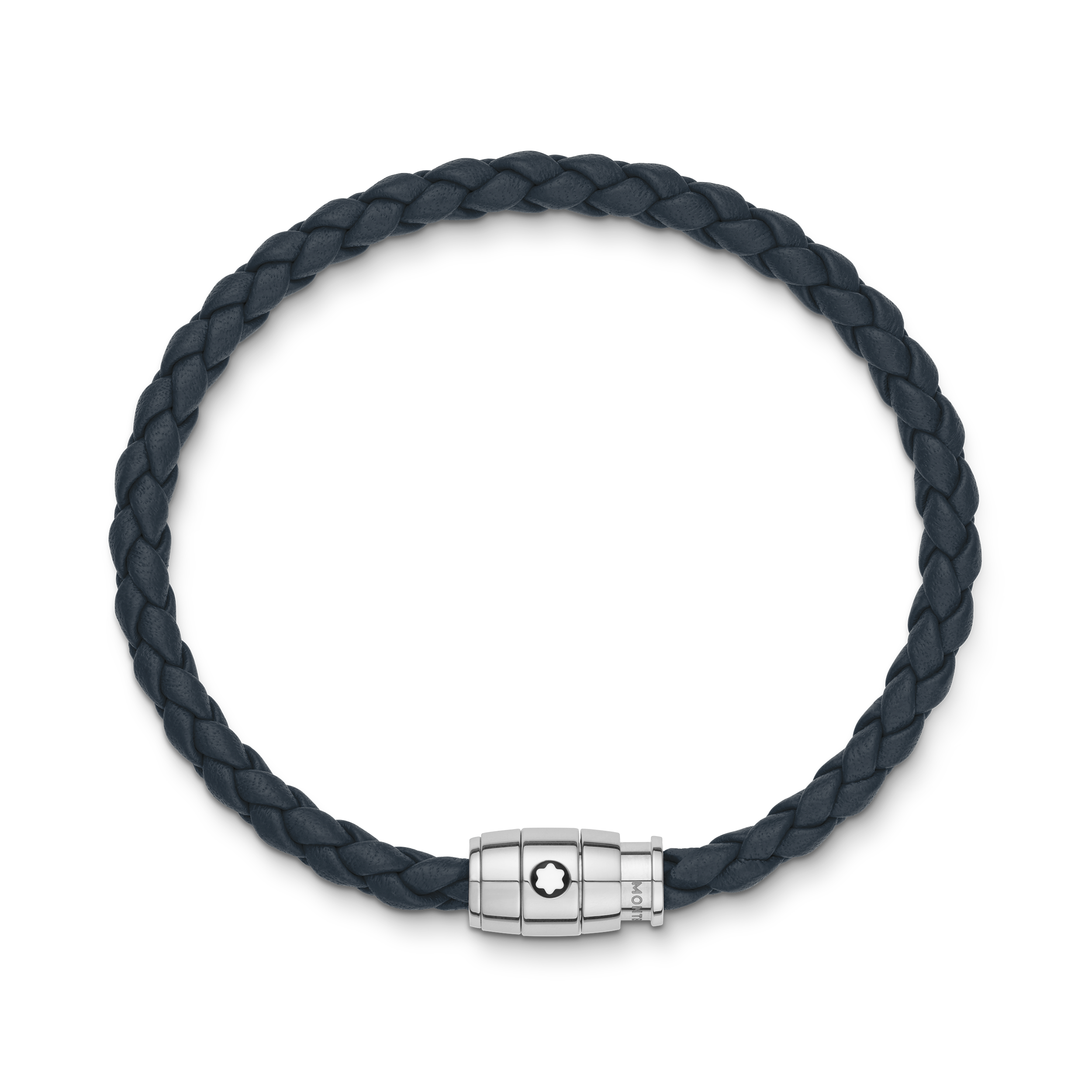 Bracelet acier 3 anneaux Collection Meisterstück en cuir couleur A.blue