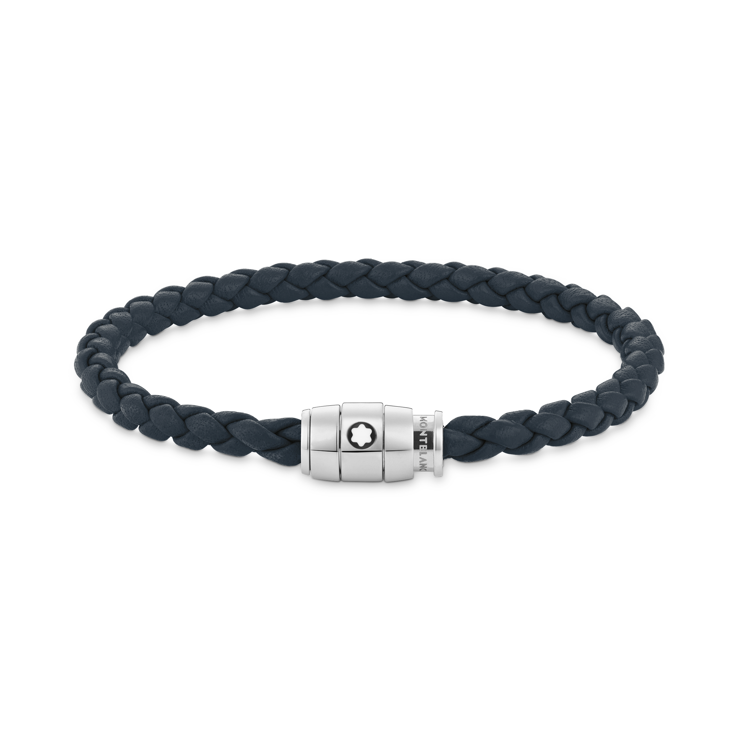 Bracelet acier 3 anneaux Collection Meisterstück en cuir couleur A.blue Taille 68
