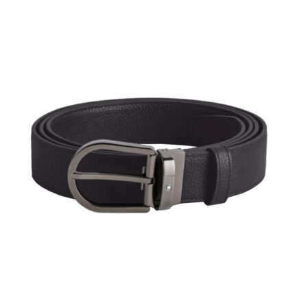 CEINTURE SUEDINE VELVET BLEU REVERSIBLE NOIRE BOUCLE FER A CHEVAL   35 MM