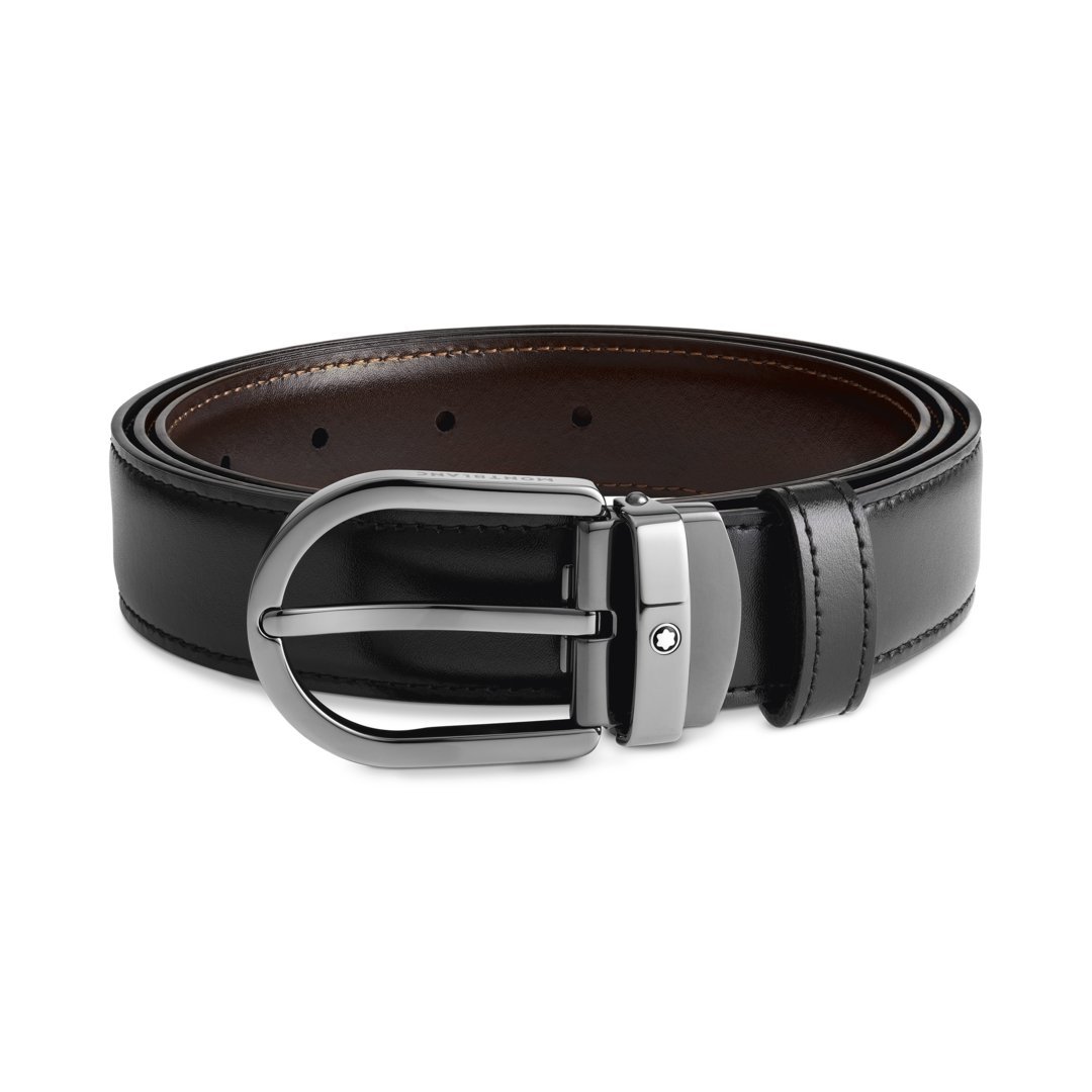 Ceinture réversible à boucle fer à cheval de 30 mm en cuir noir/marron – réf. MB128803 Ceinture réversible à boucle fer à cheval de 30 mm en cuir noir/marron – réf. MB128803 - Montblanc