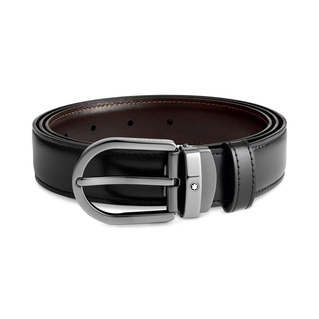 Ceinture réversible à boucle fer à cheval de 30 mm en cuir noir/marron – réf. MB128803 - vue 7 Ceinture réversible à boucle fer à cheval de 30 mm en cuir noir/marron – réf. MB128803 - Montblanc (vue 7)