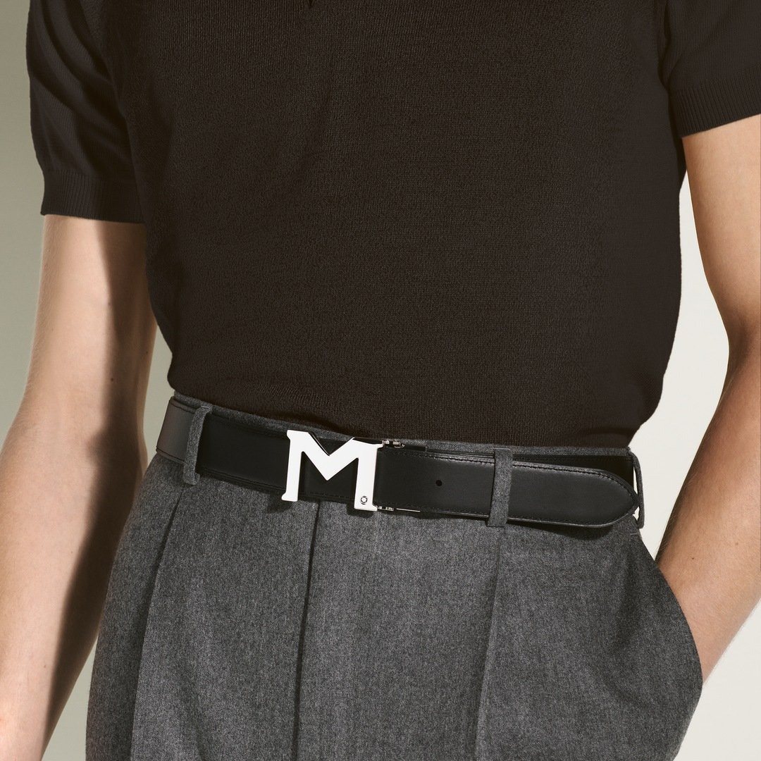 Ceinture réversible à boucle M de 35 mm en cuir noir - vue 2 Ceinture réversible à boucle M de 35 mm en cuir noir - Montblanc (vue 2)
