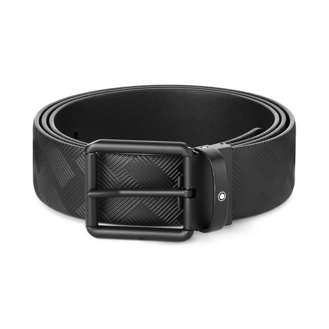 Ceinture à boucle ardillon carrée arrondie en PVD noir - vue 7 Ceinture à boucle ardillon carrée arrondie en PVD noir - Montblanc (vue 7)