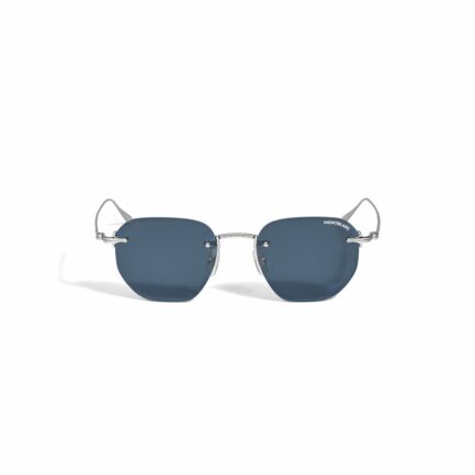 Lunettes de soleil rondes à monture métallique argentée – réf. MB135571 - Montblanc