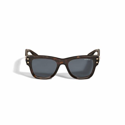 Lunettes de soleil carrées à monture en acétate couleur havane - Montblanc